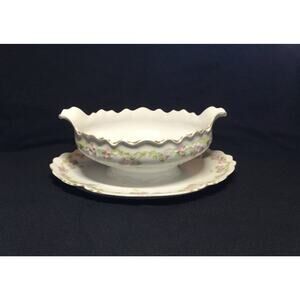 Vintage Habsburg China MZ Austria Gravy Boat Floral